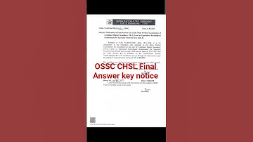 OSSC CHSL Final Answer key notice