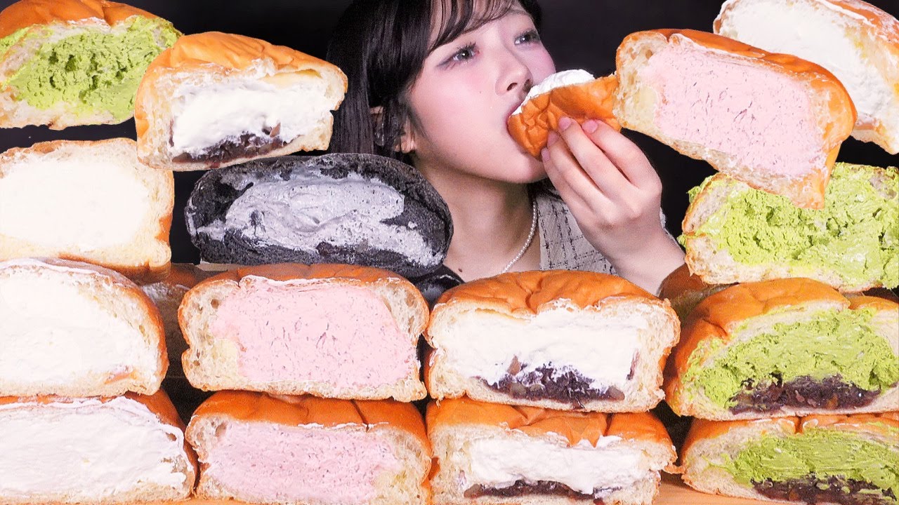 다이어터가 입 터지면 생기는 일,, 크림빵 7개 순삭🤍푸하하크림빵 말차 딸기 단팥 흑임자 생크림빵 디저트 리얼사운드 CREAM BREAD DESSERT MUKBANG ASMR
