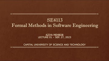 Introduction to Formal Methods in Software Engineering