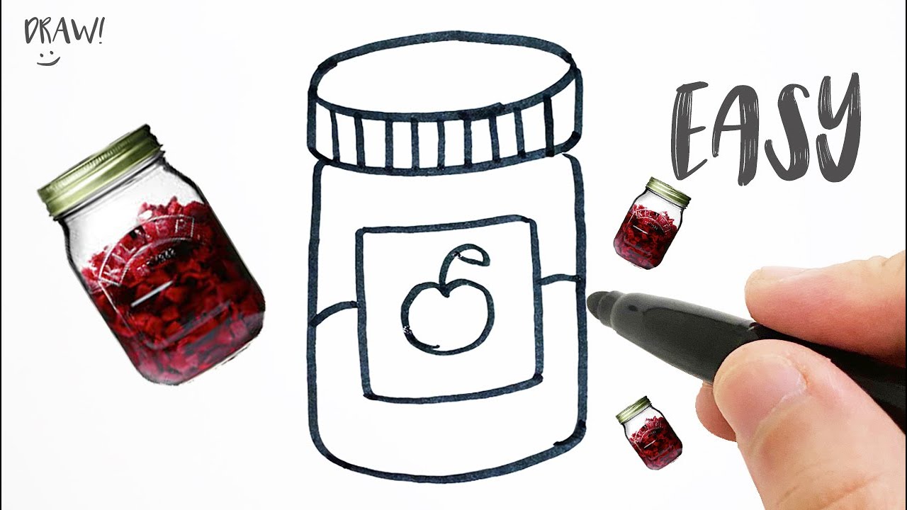 How to Draw a Jar of Jam Step by Step  EasyLineDrawing