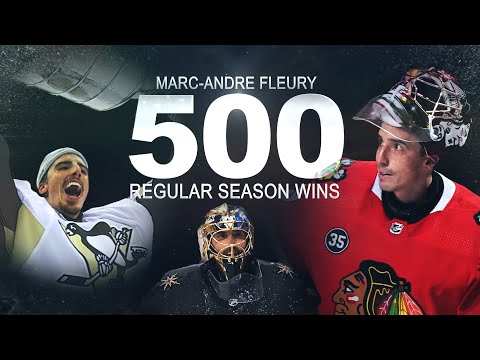 The Chicago Blackhawks celebrated Marc-Andre Fleury's 500 career wins ahead  of tonight's game against the @capitals. 🌸 (📸: @nhlblackhawks)