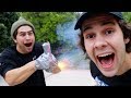 TAPING A FIREWORK TO HIS HAND!! (EXPLOSION)