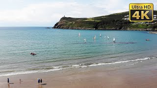 Port Erin Beach, Isle of Man  - 4K Aerial Stock Footage