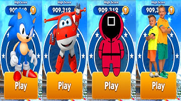 Sonic Dash vs Super Wings Jett Run vs Squad Game vs Vlad & Niki Run Gameplay