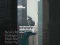 Scary Moment Scaffolding Collapses in Hong Kong as High Rise Takes Beating From Typhoon Noul #shorts