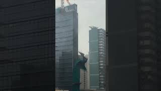 Scary Moment Scaffolding Collapses in Hong Kong as High Rise Takes Beating From Typhoon Noul #shorts