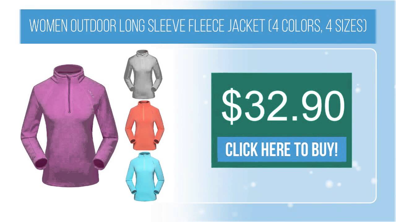 Women outdoor long sleeve fleece jacket (4 colors, 4 sizes) - YouTube