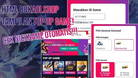 HTML BUKAOLSHOP TOP UP GAME CEK ID ATAU NICKNAME OTOMATIS
