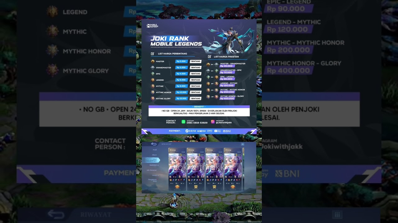 Joki ml murah terpercaya cuss aja langsung order wa 