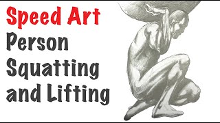 Draw a Person Squatting and Lifting | One Knee Squat
