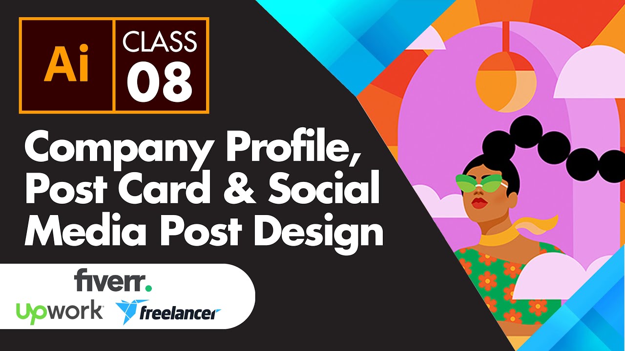 Adobe Illustrator Company Profile, Post Card and Social Media Post Design - Class 7 - Urdu / Hindi