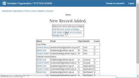 cuForms - Adding users and assigning roles