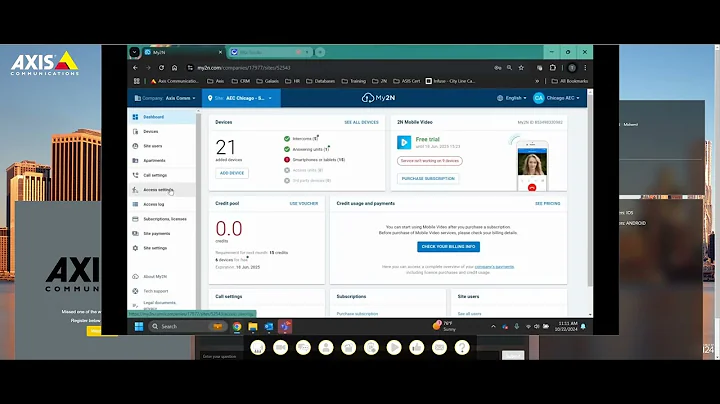 Axis 2N My2N Site Configuration Cloud Demo