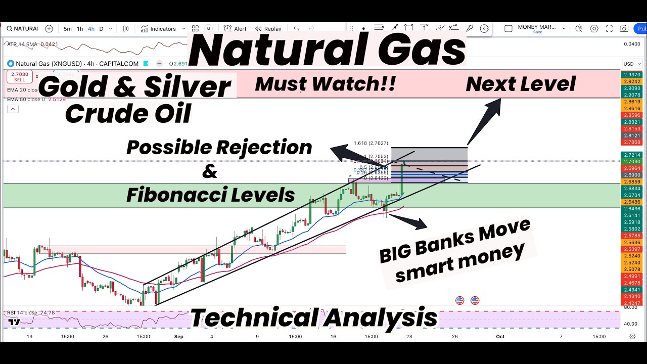 Natural Gas Possible Rejection & Fibonacci Levels | Banks Move | Gold ...
