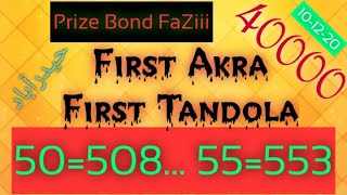 Full Prize Bond 40000 Final Game City Hyderabad Date 10-12-2020 News