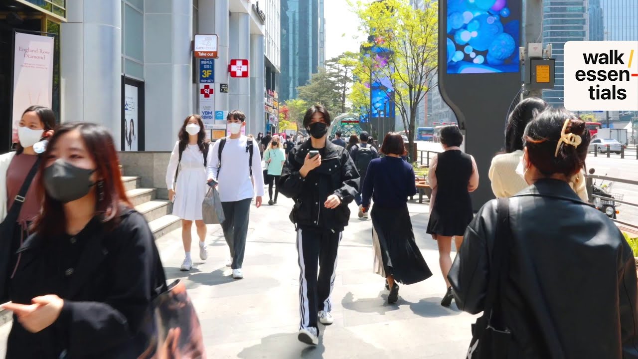 Gangnam Seoul walk on lovely Sunny Day Lunch & Cafe Time 4K ( Seoul, Korea ) 강남