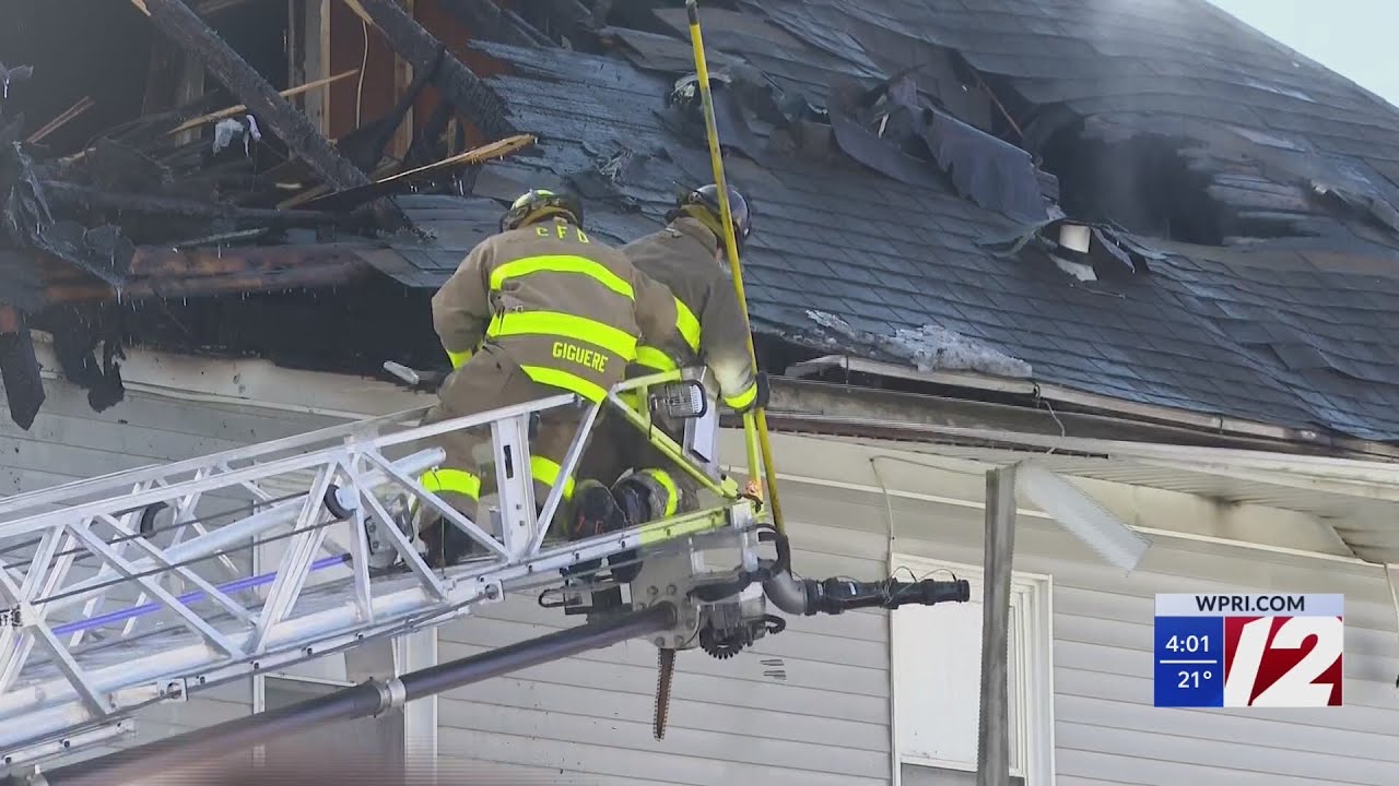 3 firefighters injured while battling flames at Cranston home - YouTube