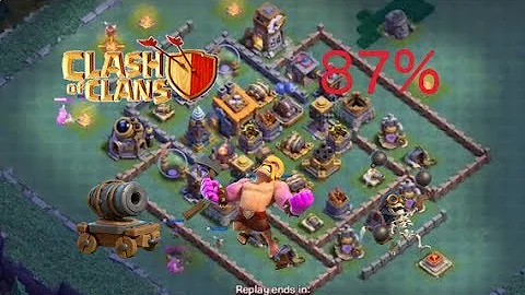 BH8 87% Attack Strategy(40 Barbs 4 Giants 5 Bombs 6 carts) #358