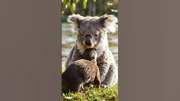 Adorable Koala Hugging A Baby Otter Cutest Animal Friendship Ever 