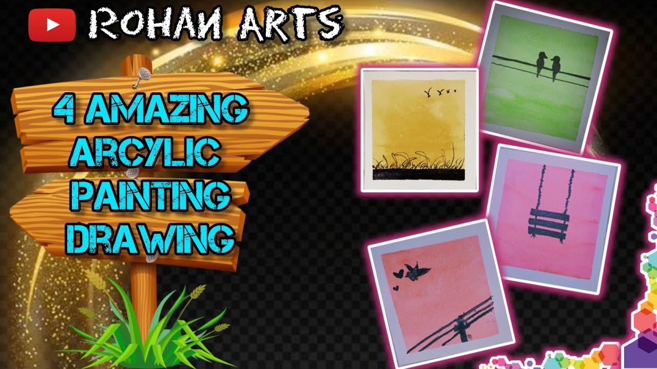 4 AWESOME NATURAL ARCYLIC PAINTING||SO EASY||Step by step//