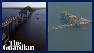 Before and after Baltimore Key Bridge collapse