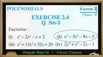 Polynomials Class 9th Ex 2.3 Q5(ii) Factorise x3 - 3x2 - 9x - 5 | Factorisation by Factor Theorem
