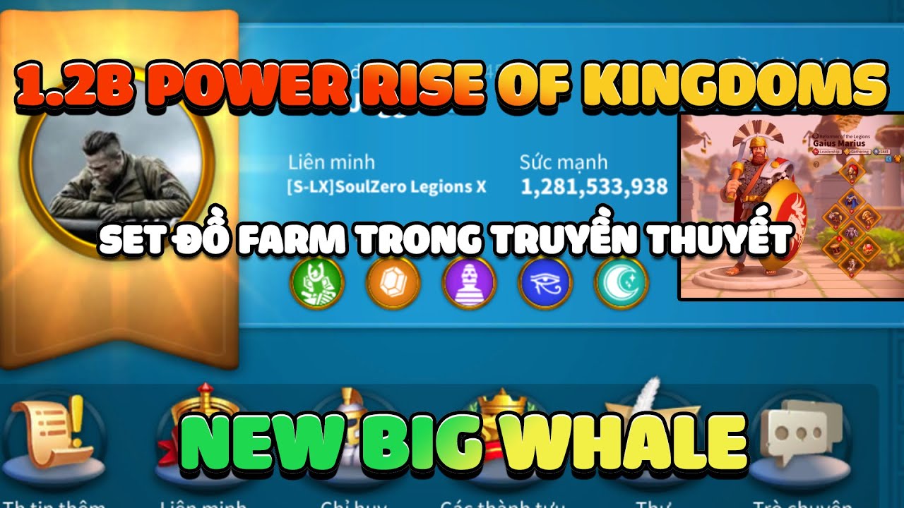 BIG Whale Rise of Kingdoms – Người chơi hơn 1.2 tỷ sức mạnh với dàn tướng xanh bá đạo :))