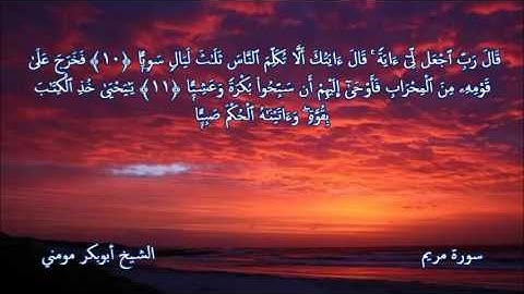 من التلاوات الرائعة بصوت الشيخ أبوبكر مومني - آيات من سورة مريم والفرقان