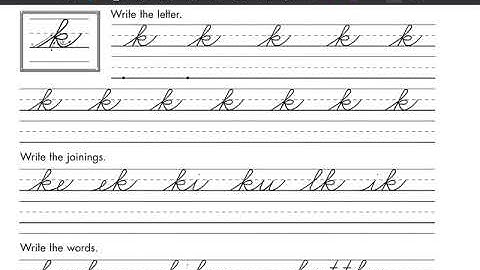 Lowercase Cursive k - Beginning Cursive 11