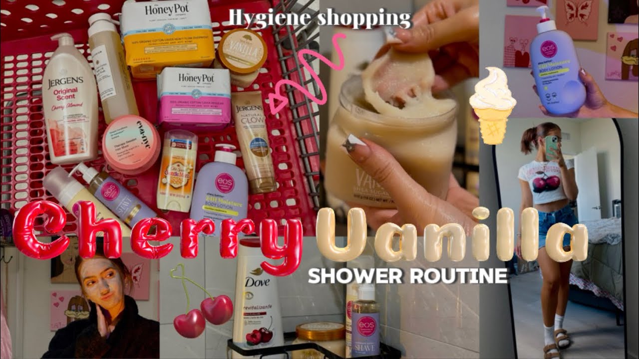 CHERRY VANILLA 🍒🍨 shower routine + target hygiene shopping - YouTube