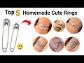 5 Easy Homemade Cute Rings How To Make Rings With Safety Pin Homemade Love Ring 