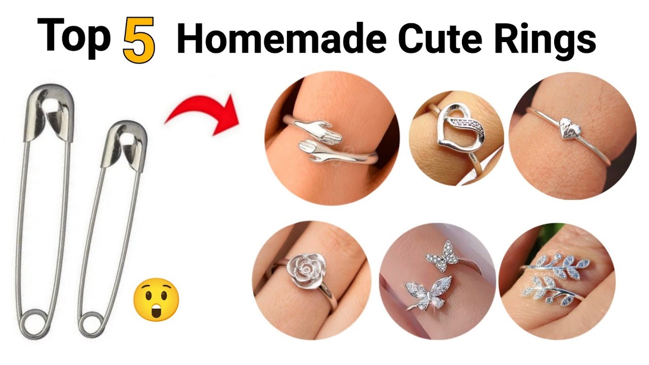 5 Easy homemade Cute Rings 😍🥰/how to make rings with safety pin/homemade love ring