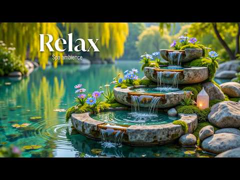 Relaxation Music Water Fountain + Healing Piano 🌿 Sleep Music, Meditation and Nature Sounds