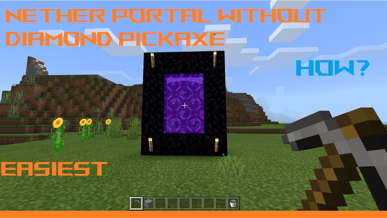 How To Make Nether Portal Without Diamond Pickaxe Minecraft Trial Youtube How To Make Nether Portal Without Diamond Pickaxe Minecraft Trial Youtube