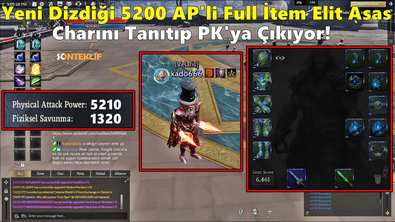 ZeitzquiN - Yeni Dizdiği 5200 AP'li Full İtem Elit Asas Charını Tanıtıp PK'ya Çıkıyor! | Rise Online
