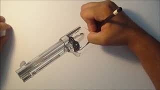 Drawing a Colt  45 Single Action Revolver Time Lapse