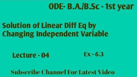 Exercise - 6.3 ||Solution of Second Order Differential Eq ||ODE B.A./B.Sc 1st year maths