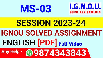 MS 3 Solved Assignment 2023-24 English, MS 3 Solved Assignment 23-24, MS-03 Assignment