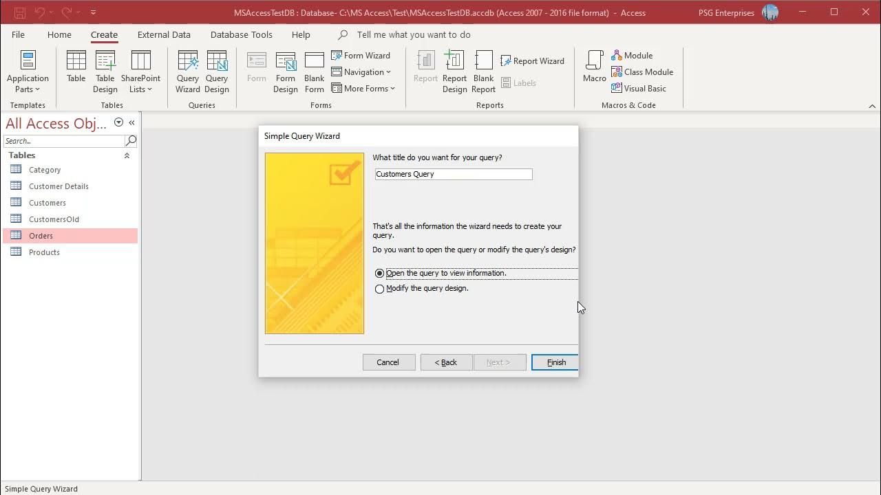 How to Run the Query Wizard in MS Access - Office 365 - YouTube