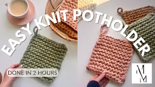 Easy Knit Potholder Step by Step Video Tutorial- The Candor Potholder Knitting Pattern