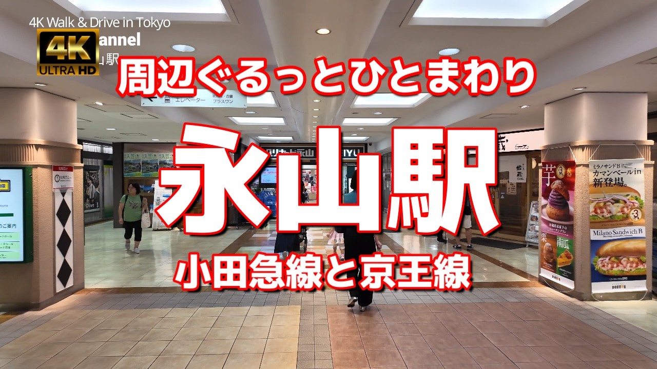 【街ブラ4K】【永山駅周辺ぐるっと～小田急線と京王線】多摩センター駅のお隣【新旧駅まわりのお店を見ながら】【小田急マルシェ】【グリナード永山】【ベルブ永山】【西友】【日医大病院】【竹取の湯】