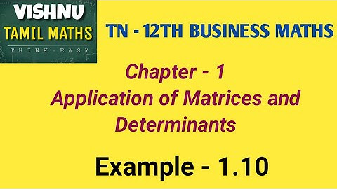 Example - 1.10 |TN-12th B.Maths  |Chapter -1  |Application of matrices and determinants |