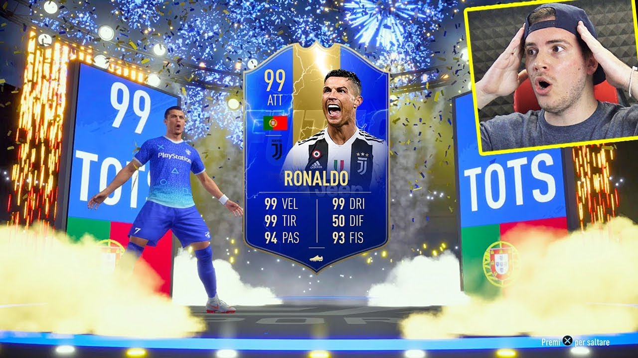 CRISTIANO RONALDO TOTS 99 IN A PACK!! - FIFA 19 ULTIMATE TOTS - YouTube