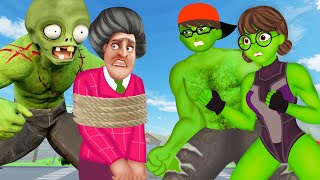 Hulk Nick vs Hulk Tani and Giant ZombieHulk - Scary Teacher 3D Daddy Brave Police Animation