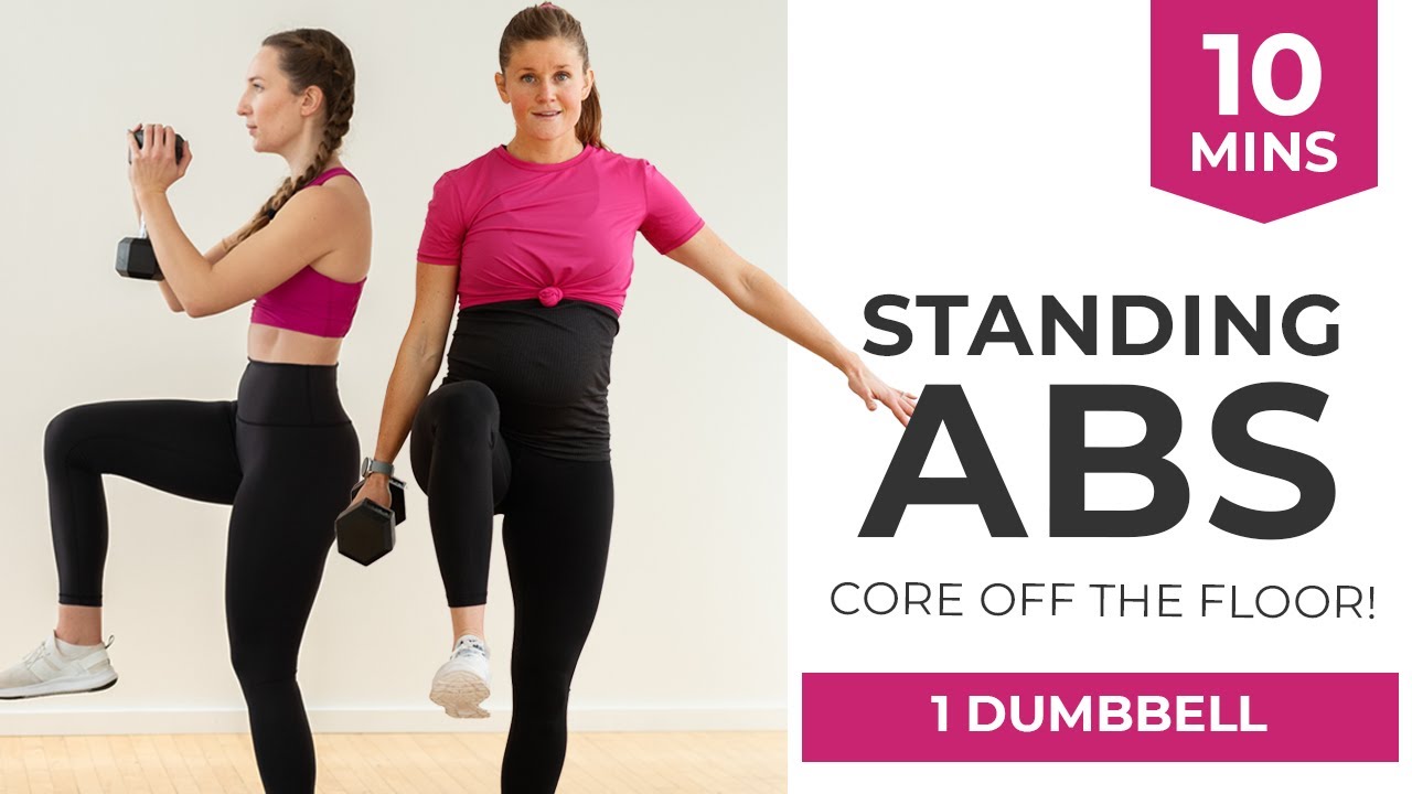 10 min STANDING ABS WORKOUT, One Dumbbell, Low Impact