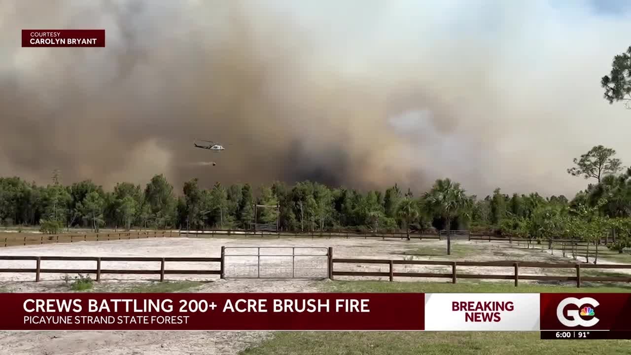 Crews battling 200+ acre brush fire in Picayune Strand State Forest ...