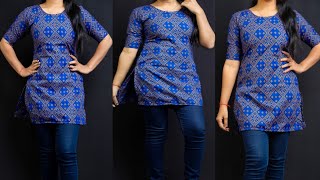 short kurti cutting and stitching / jeans top/kurti cutting and stitching