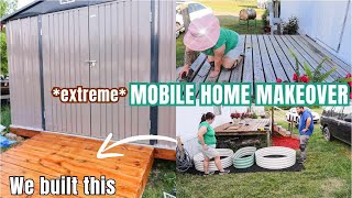 EXTREME MOBILE HOME MAKEOVER // DECK TRANSFORMATION PART 2 // SINGLE WIDE HOME PROJECTS UPDATES