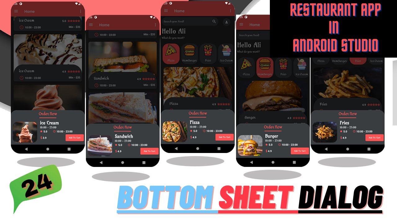 Bottom Sheet In Android studio | Bottom Sheet Dialog | Restaurant App ...