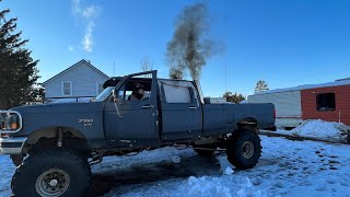 Sawyers first cold start with the big black truck 🛻 💨